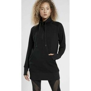Athleta Cozy Karma 1/4 Zip Sweatshirt Dress Black Small S